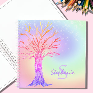 Name Monogram Girly Rainbow Sparkles Sketchbook Notebook