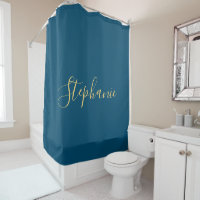 Name Monogram Gold Blue Classy Elegant Custom