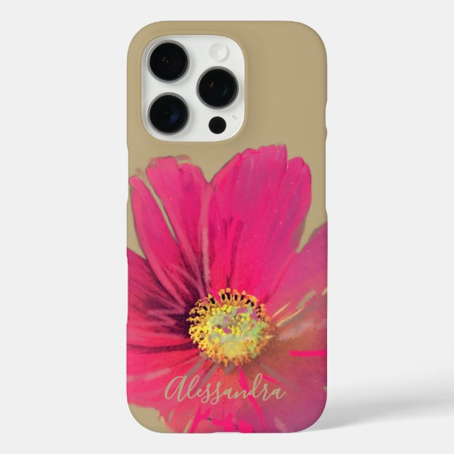  Name Monogram Gold Tan Floral Red Pink Wildflower Case-Mate iPhone Case (Back)