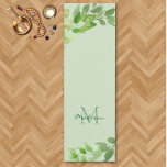 Name Monogram Green Yoga Mat<br><div class="desc">This unique yoga mat is decorated with watercolor greenery.
Easily customisable with your name and monogram in stylish script typography.
Original Watercolor © Michele Davies.</div>
