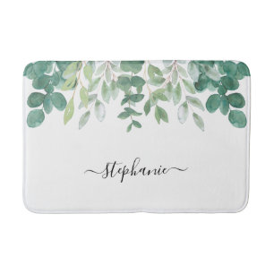 Name Monogram Greenery  Bath Mat