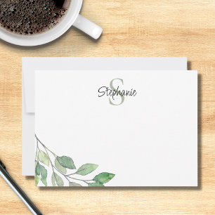 Name Monogram Greenery Card