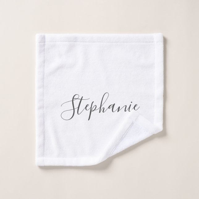 Name Monogram Grey White Elegant Custom Colour Wash Cloth (Wash Cloth)