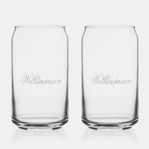 Name & Monogram in Greys Can Glass