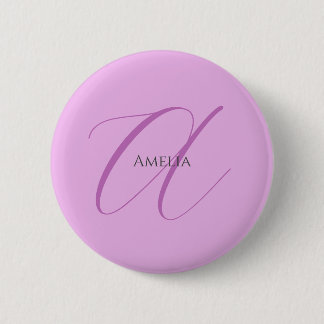 Name Monogram Initial Letter Orchid & Lilac 6 Cm Round Badge