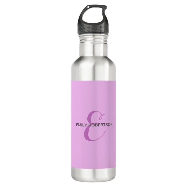 Name Monogram Initial Letter Orchid & Lilac 710 Ml Water Bottle (Front)