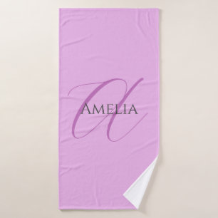 Name Monogram Initial Letter Orchid & Lilac Bath Towel