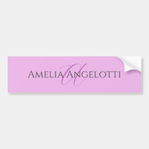 Name Monogram Initial Letter Orchid & Lilac Bumper Sticker