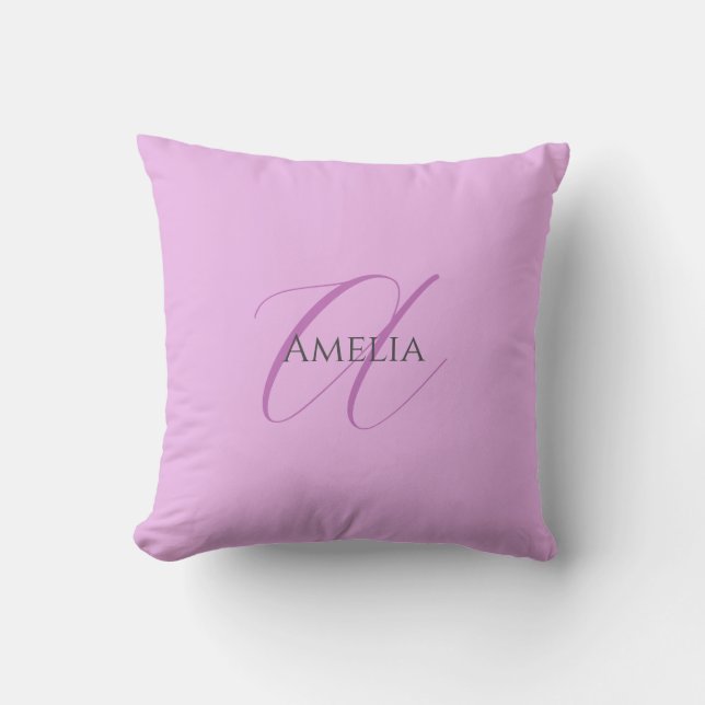 Name Monogram Initial Letter Orchid & Lilac Cushion (Front)