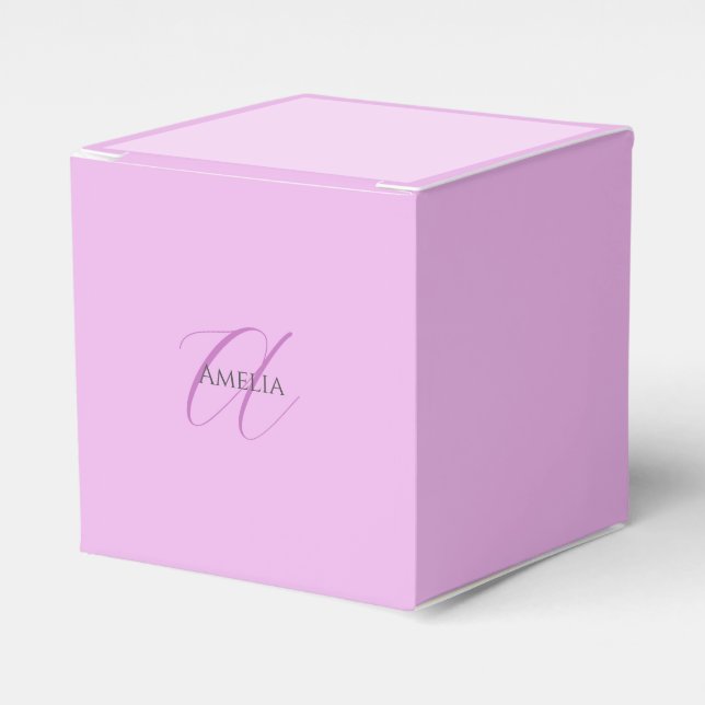 Name Monogram Initial Letter Orchid & Lilac Favour Box (Front Side)