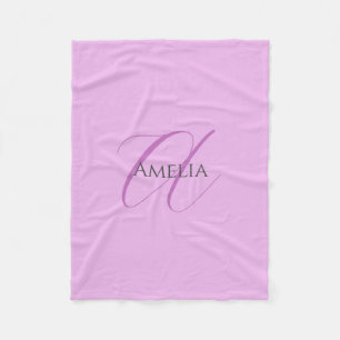 Name Monogram Initial Letter Orchid & Lilac Fleece Blanket