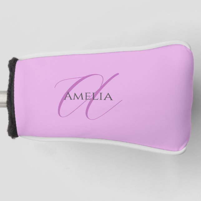 Name Monogram Initial Letter Orchid & Lilac Golf Head Cover (Front)