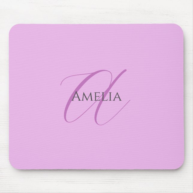 Name Monogram Initial Letter Orchid & Lilac Mouse Mat (Front)