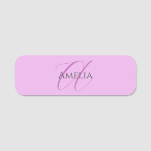 Name Monogram Initial Letter Orchid & Lilac Name Tag