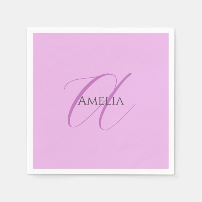 Name Monogram Initial Letter Orchid & Lilac Napkin (Front)