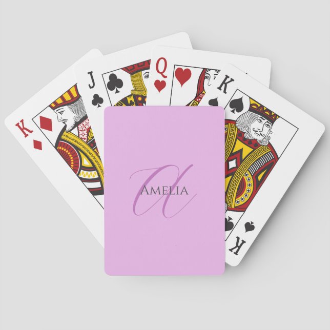 Name Monogram Initial Letter Orchid & Lilac Playing Cards (Back)