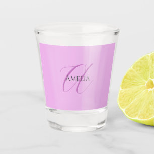 Name Monogram Initial Letter Orchid & Lilac Shot Glass