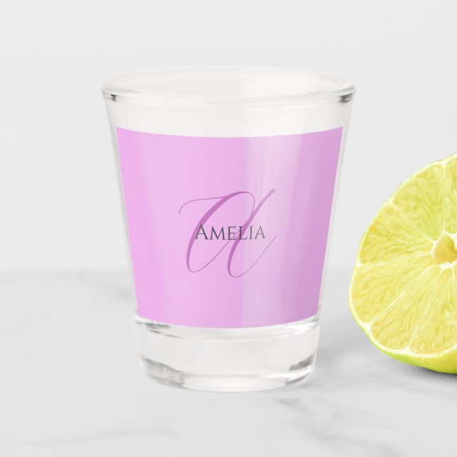 Name Monogram Initial Letter Orchid & Lilac Shot Glass (Front)
