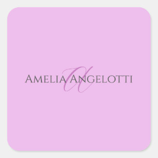 Name Monogram Initial Letter Orchid & Lilac Square Sticker