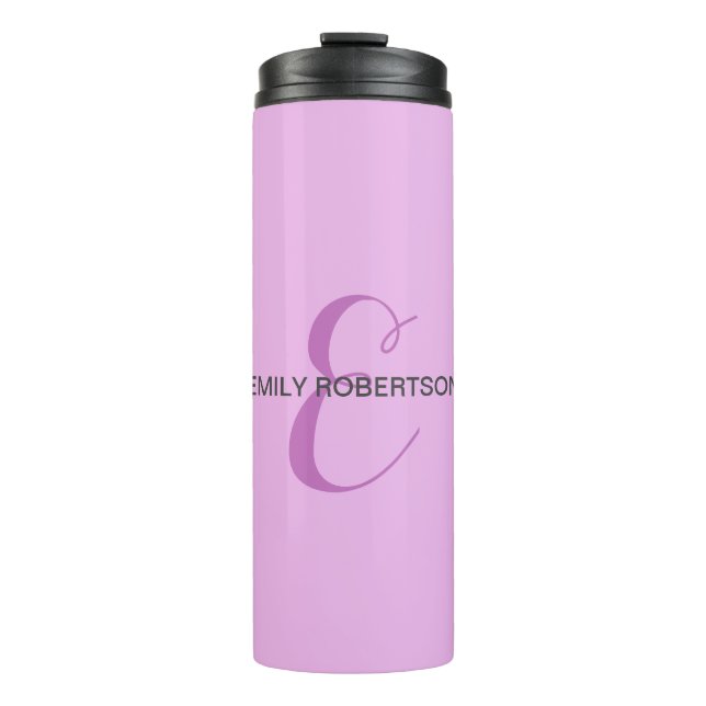 Name Monogram Initial Letter Orchid & Lilac Thermal Tumbler (Front)
