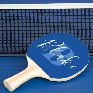 Name monogram letter B blue Blake custom Ping Pong Paddle