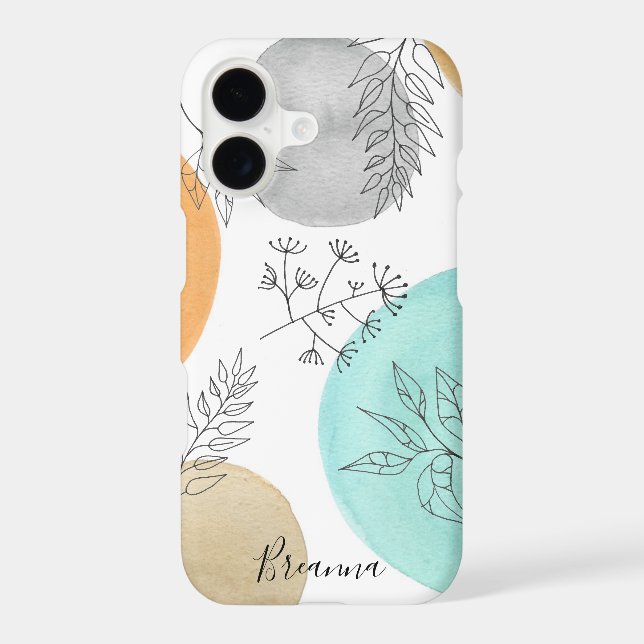 Name Monogram Line Drawing Leaf Pattern (Back)