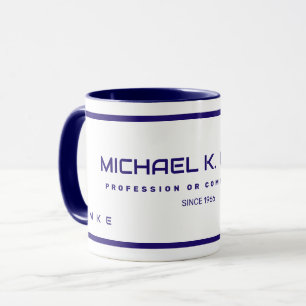 Name & Monogram Modern Blue Coffee Mug