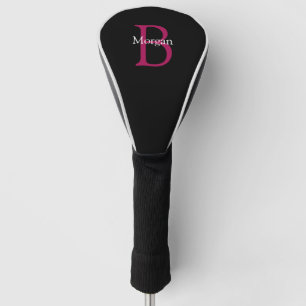 Name & Monogram on Black Golf Head Cover