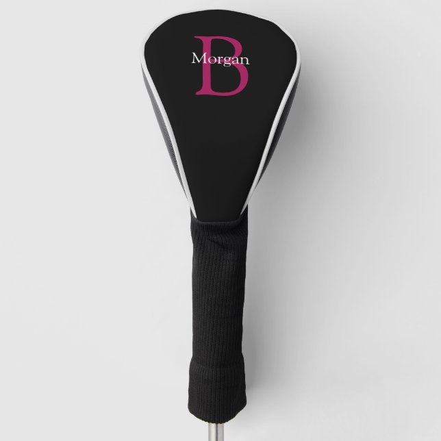 Name & Monogram on Black Golf Head Cover (Front)