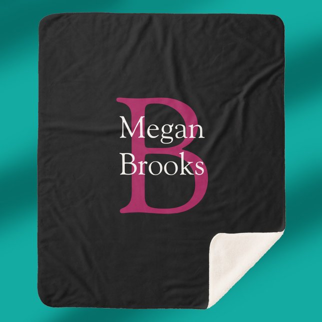Name & Monogram on Black Sherpa Blanket (Creator Uploaded)