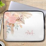 Name Monogram Pink Floral  Laptop Sleeve<br><div class="desc">This floral monogrammed laptop sleeve is decorated with watercolor pampas grass,  eucalyptus,  flowers,  and dried leaves.
It is easily customisable with your name and initial.
Original Watercolor © Michele Davies.</div>