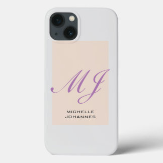 Name Monogram Plain Modern Minimalist iPhone 13 Case