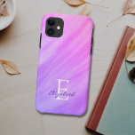 Name Monogram Purple Case-Mate iPhone Case<br><div class="desc">This stylish iPhone case is decorated with a watercolor wash design in shades of purple.
Easily customisable with your name,  and monogram.
Use the Customise Further option to change the text size,  style,  or colour if you wish.</div>