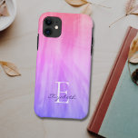 Name Monogram Purple  Case-Mate iPhone Case<br><div class="desc">This stylish iPhone case is decorated with an atmospheric ombre design in shades of purple and pink.
Easily customisable with your name,  and monogram.
Use the Customise Further option to change the text size,  style,  or colour if you wish.</div>
