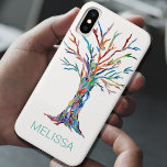 Name Monogram Rainbow Tree iPhone X Case<br><div class="desc">This stylish and unique phone case is decorated with a tree in rainbow colors.
Personalize it by changing the name or making it a monogram.
Original Mosaic © Michele Davies</div>