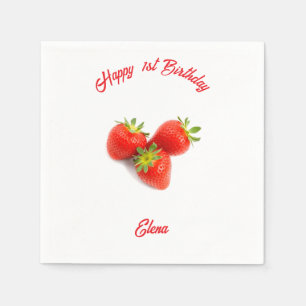 Name Monogram Red Fresh Natural Strawberries Napkin