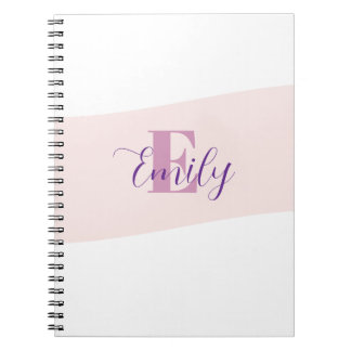 Name Monogram Retro Pink Purple Notebook