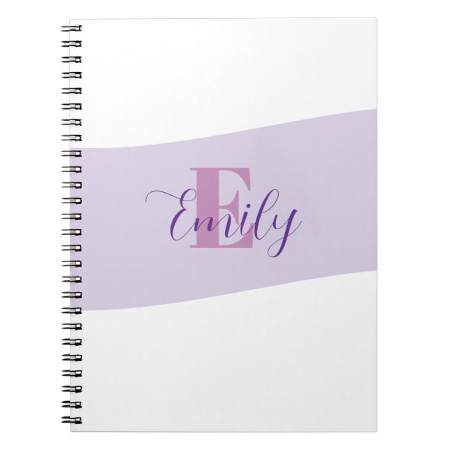 Name Monogram Retro Purple Notebook (Front)