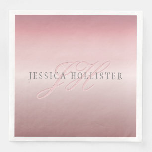 Name & Monogram   Soft FAUX Rose Gold Blush Napkin
