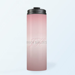 Name & Monogram Soft FAUX Rose Gold Blush Thermal Tumbler