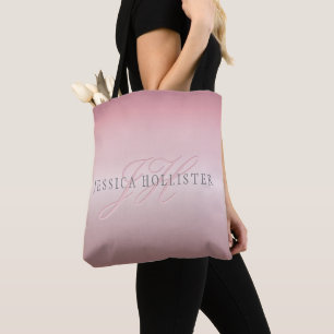 Name & Monogram Soft FAUX Rose Gold Blush Tote Bag