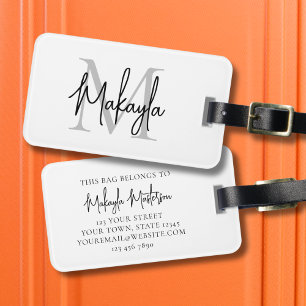 Name Monogram Stylish Script  Luggage Tag