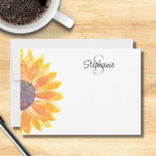 Name Monogram Sunflower Card