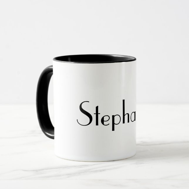 Name Monogram Template Black White Christmas Gift Mug (Front Left)