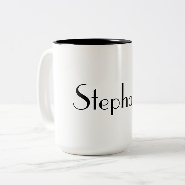 Name Monogram Template Black & White Cool Gift Two-Tone Coffee Mug (Front Left)