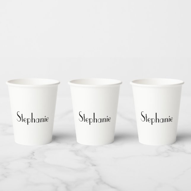 Name Monogram Template Black White Cute Custom Paper Cups (Multi)