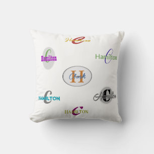 Name Monogram Throw Pillow HAMbyWG