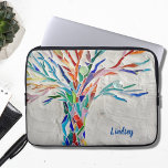 Name Monogram Tree Laptop Sleeve<br><div class="desc">This lap top sleeve is decorated with a mosaic tree in the colours of the rainbow. Easily customisable with your name or monogram. Use the Customise Further option to change the text size, style or colour if you wish. Because we create our own artwork you won't find this exact image...</div>