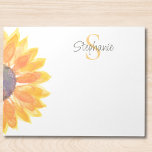 Name Monogram Watercolor Sunflower Notepad<br><div class="desc">This floral personalized notepad features a yellow watercolor sunflower. 
Easily customizable with your name and monogram. 
Original Watercolor © Michele Davies.</div>