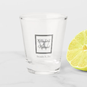 Name & Monogram Wedding Date   Shot Glass